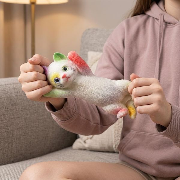Силіконовий котик-тянучка антистрес 17см 500г білий 23457910501 фото