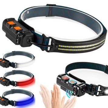 Налобний ліхтар 2COB USB білий червоний RGB датчик руху Bailong BL-W691-2 234567438 фото