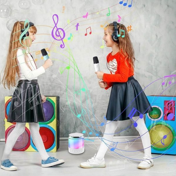 Портативная Bluetooth колонка с LED подсветкой и микрофоном, К19, Белый / Блютуз колонка караоке / Беспроводная колонка 23459155301 фото