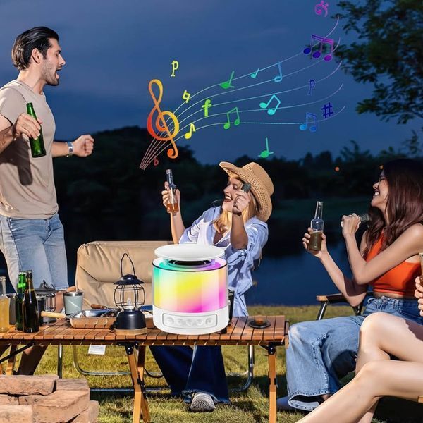Портативная Bluetooth колонка с LED подсветкой и микрофоном, К19, Белый / Блютуз колонка караоке / Беспроводная колонка 23459155301 фото