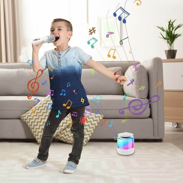 Портативная Bluetooth колонка с LED подсветкой и микрофоном, К19, Белый / Блютуз колонка караоке / Беспроводная колонка 23459155301 фото